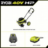 RYOBI 40V HP Brushless 16 in. Front Tine Tiller with Adjustable Tilling Width with 6.0 Ah Battery and Quick Charger
