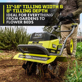 RYOBI 40V HP Brushless 16 in. Front Tine Tiller with Adjustable Tilling Width with 6.0 Ah Battery and Quick Charger