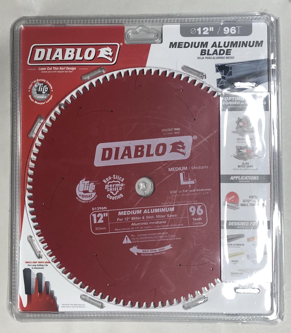 Diablo Aluminum Circular Saw Blade for Aluminum 12" 96 Teeth