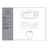 ANZZI Stratus 5.6 ft. Acrylic Freestanding Bathtub, Reversible Drain, Glossy White (67 x 29.5 x 29 in)