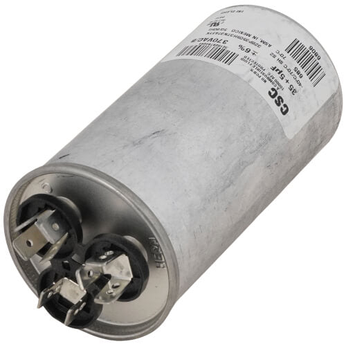 York S1-02423998700 capacitor - detail view (Voltage: 370V; MFD: 35/5)