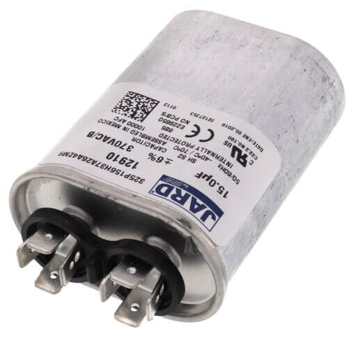 York S1-02425900000 capacitor - detail view (Voltage: 370V; MFD: 15)