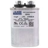 York S1-02425900000 capacitor - front view (Voltage: 370V; MFD: 15)