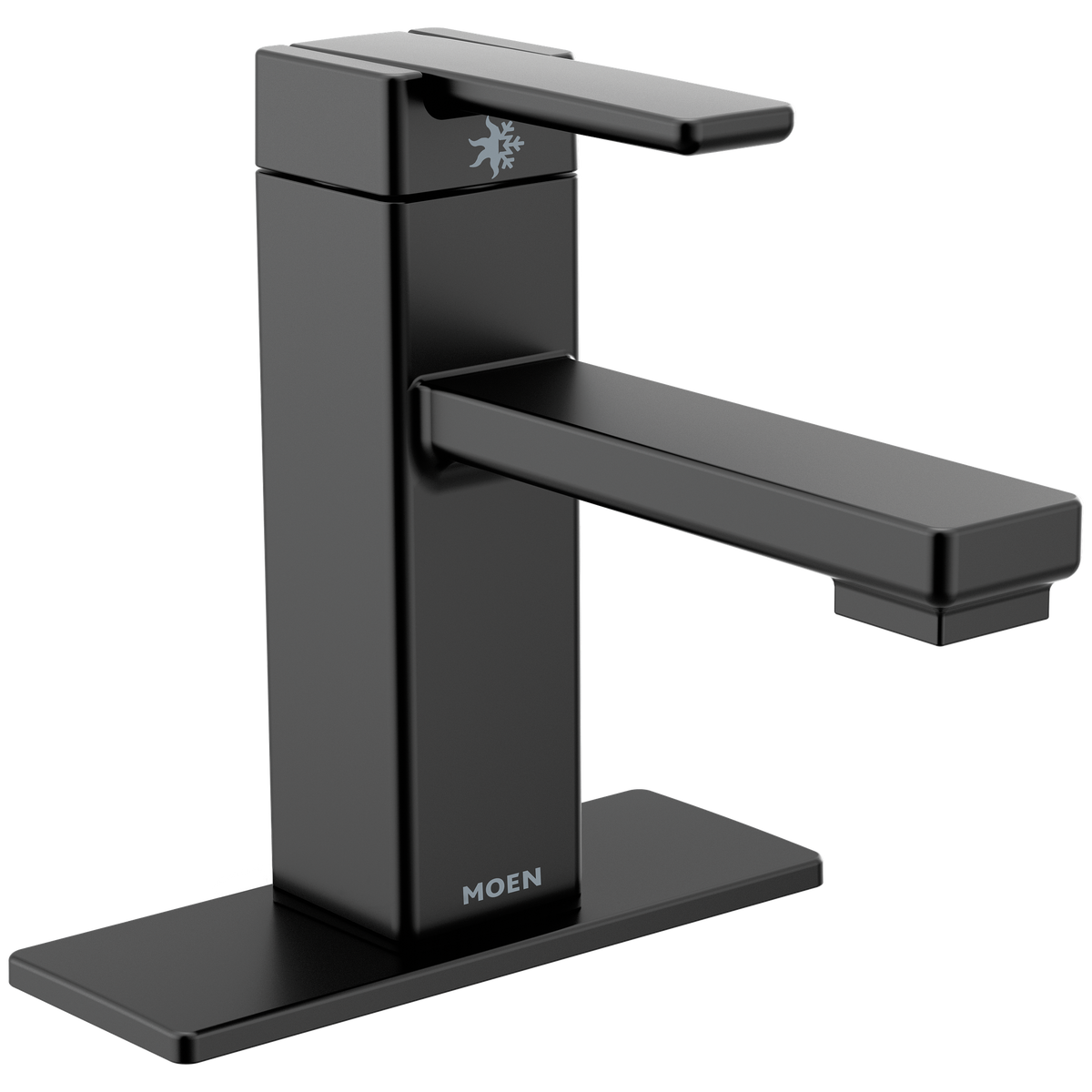 Moen 90 Degree Brushed Nickel 1‑Handle Single‑Hole WaterSense Bathroom Sink Faucet with Drain
