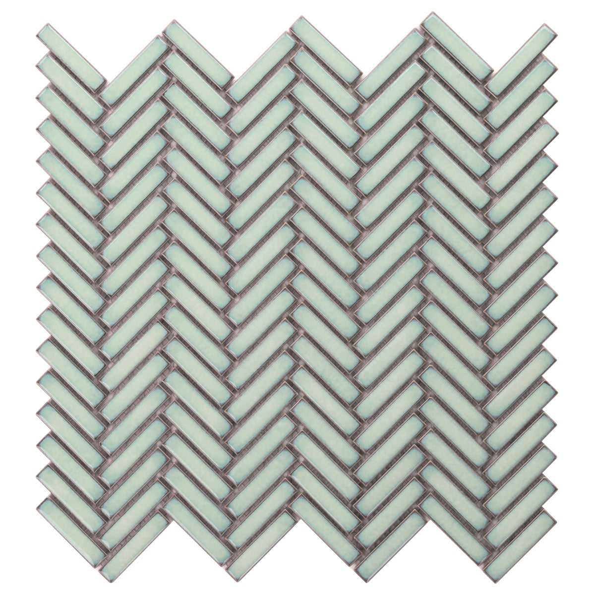 Kai Mint Green 1x2" Herringbone Glossy Porcelain Mosaic Tile