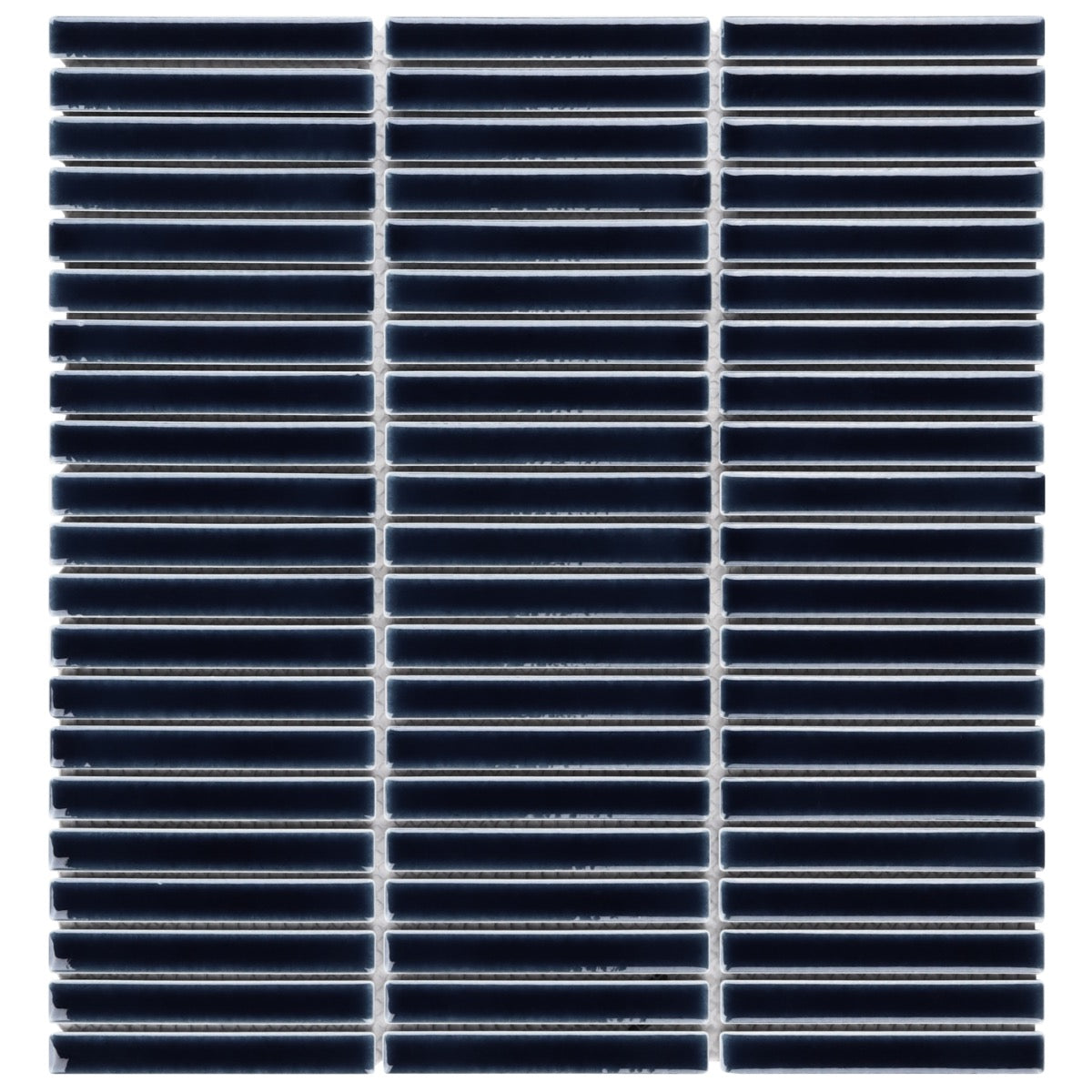 Kai Royal Blue 1x4" Crackled Glossy Porcelain Mosaic Tile - Lux Tile