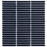 Kai Royal Blue 1x4" Crackled Glossy Porcelain Mosaic Tile - Lux Tile