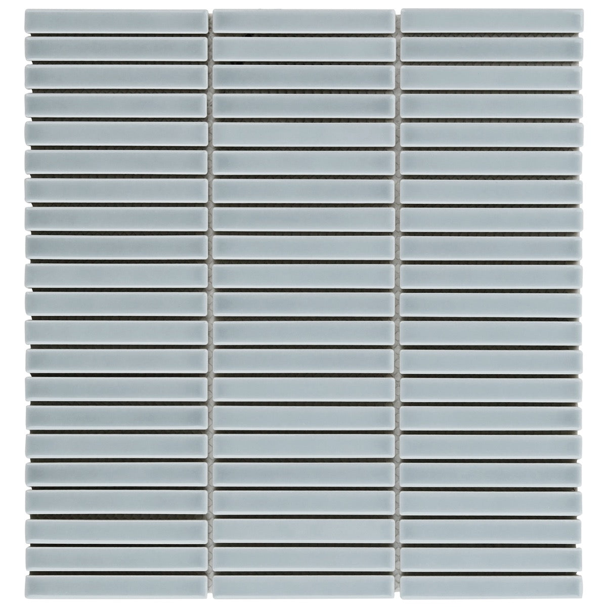 Kai Sky Blue 1x4" Tri-Stacked Glossy Porcelain Mosaic Tile