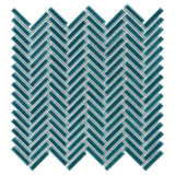 Kai Teal Herringbone Crackled Glossy Porcelain Mosaic Tile - Lux Tile