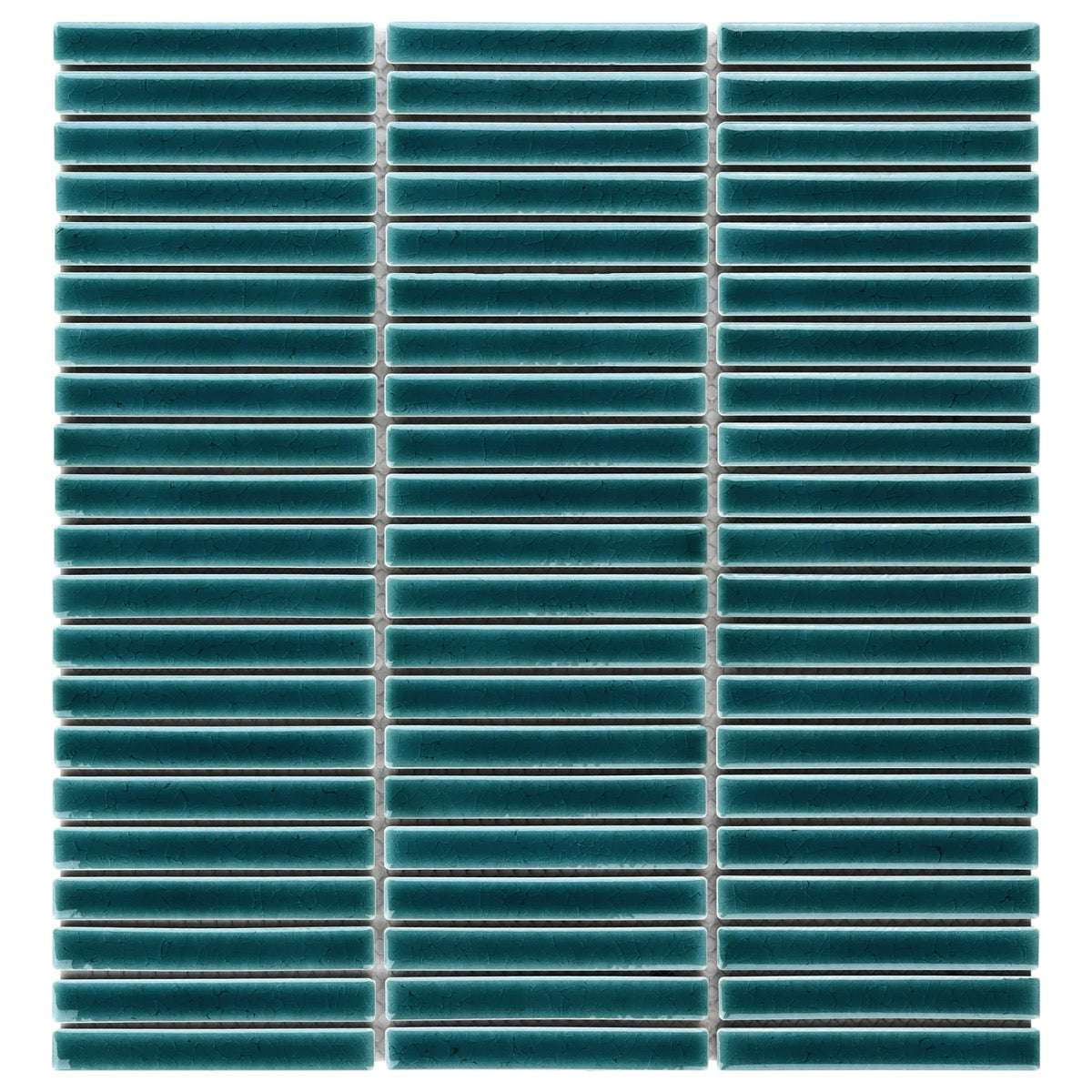 Kai Teal Crackled Glossy Porcelain Mosaic Tile - Lux Tile