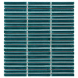 Kai Teal Crackled Glossy Porcelain Mosaic Tile - Lux Tile