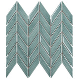 Brookline Chevron Marine Blue 1x5 Glossy Ceramic Mosaic Tile
