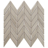 Brookline Chevron Warm Gray 1x5 Glossy Ceramic Mosaic Tile
