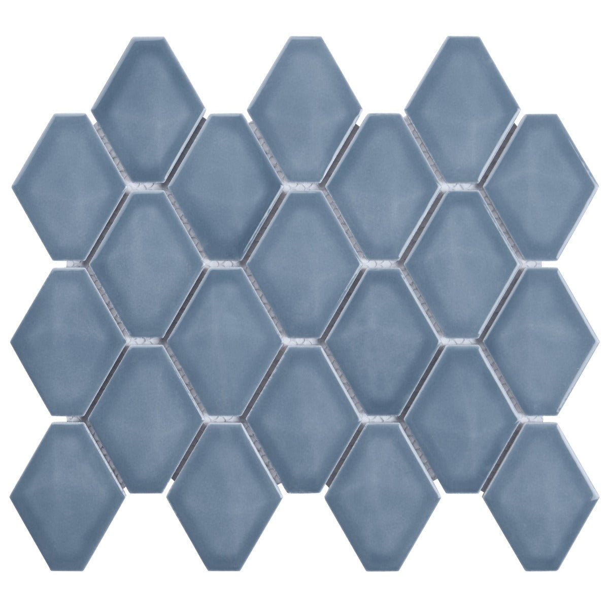 Brookline Diamond Coastal Blue 3x4 Glossy Ceramic Mosaic Tile by Lux Tile
