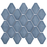 Brookline Diamond Coastal Blue 3x4 Glossy Ceramic Mosaic Tile by Lux Tile