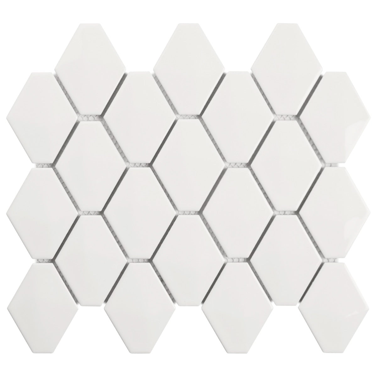 Brookline Diamond Cloud White 3x4 Glossy Ceramic Mosaic Tile