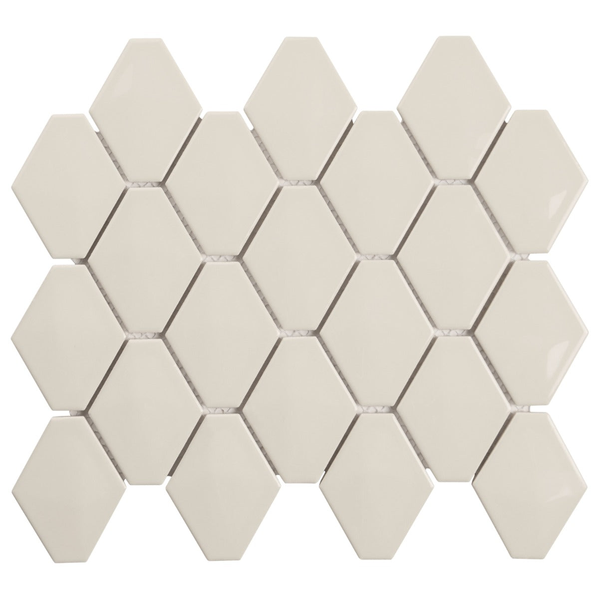 Brookline Diamond Mushroom Gray 3x4 Glossy Ceramic Mosaic Tile