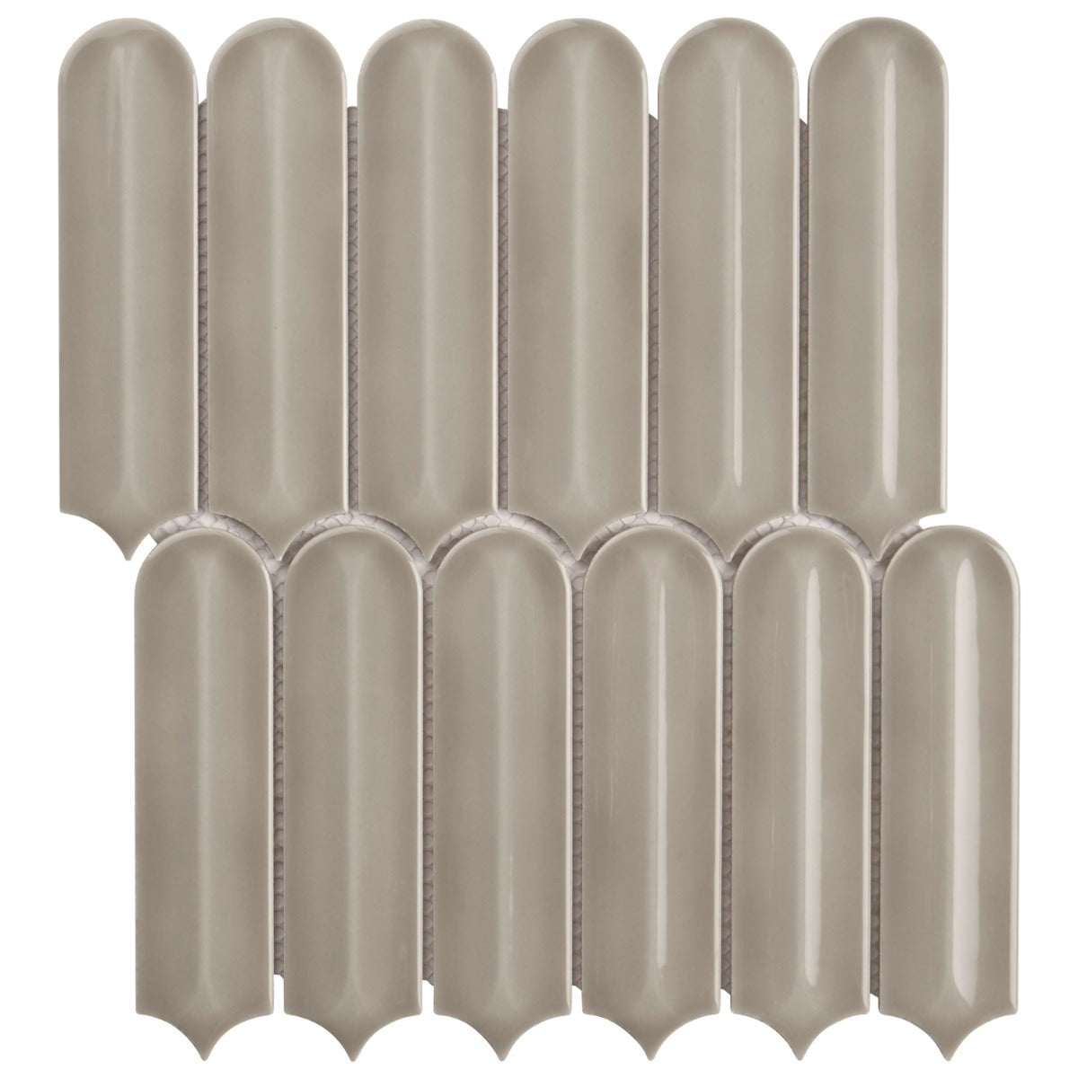 Brookline Feather Warm Gray 2x7 Fish Scale Glossy Ceramic Mosaic Tile