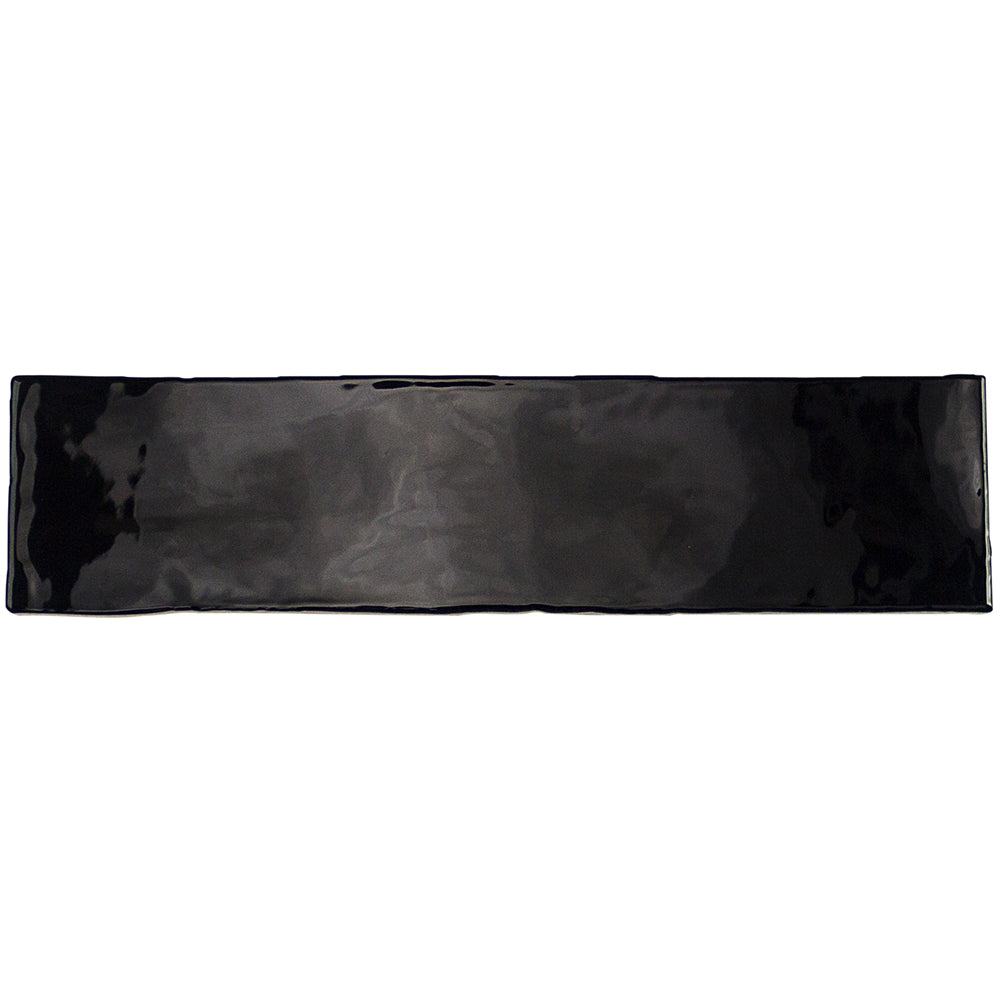 Lancaster Noir Black 3x12 Polished Ceramic Subway Tile for Walls