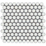 Nirvana Snow White Penny Round Polished Porcelain Mosaic Tile