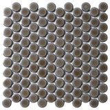 Nirvana Dark Gray Rimmed 1" Circle Polished Porcelain Mosaic Tile - Lux Tile