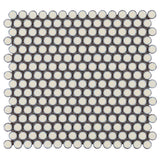 Eden Latte Beige Rimmed Penny Round Polished Porcelain Mosaic Tile