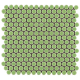 Eden Electric Lime Green Penny Round Polished Porcelain Mosaic Tile