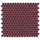 Tilebar Eden Summer Plum Penny Round Polished Porcelain Mosaic Tile
