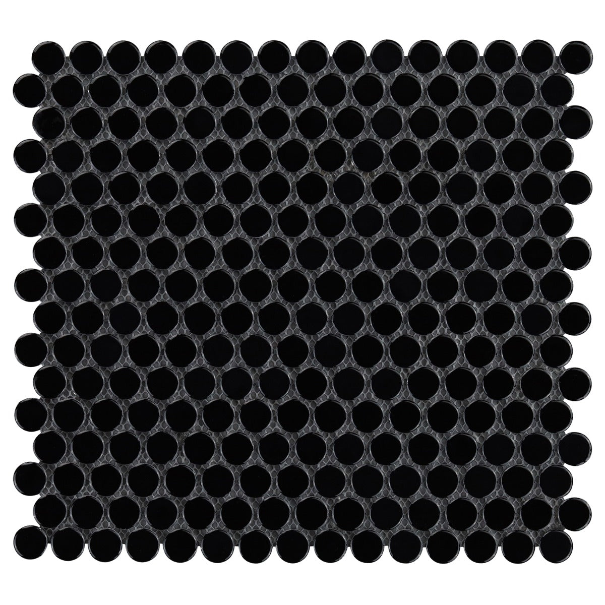 Eden Black Penny Round Polished Porcelain Mosaic Tile - Lux Tile