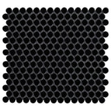 Eden Black Penny Round Polished Porcelain Mosaic Tile - Lux Tile