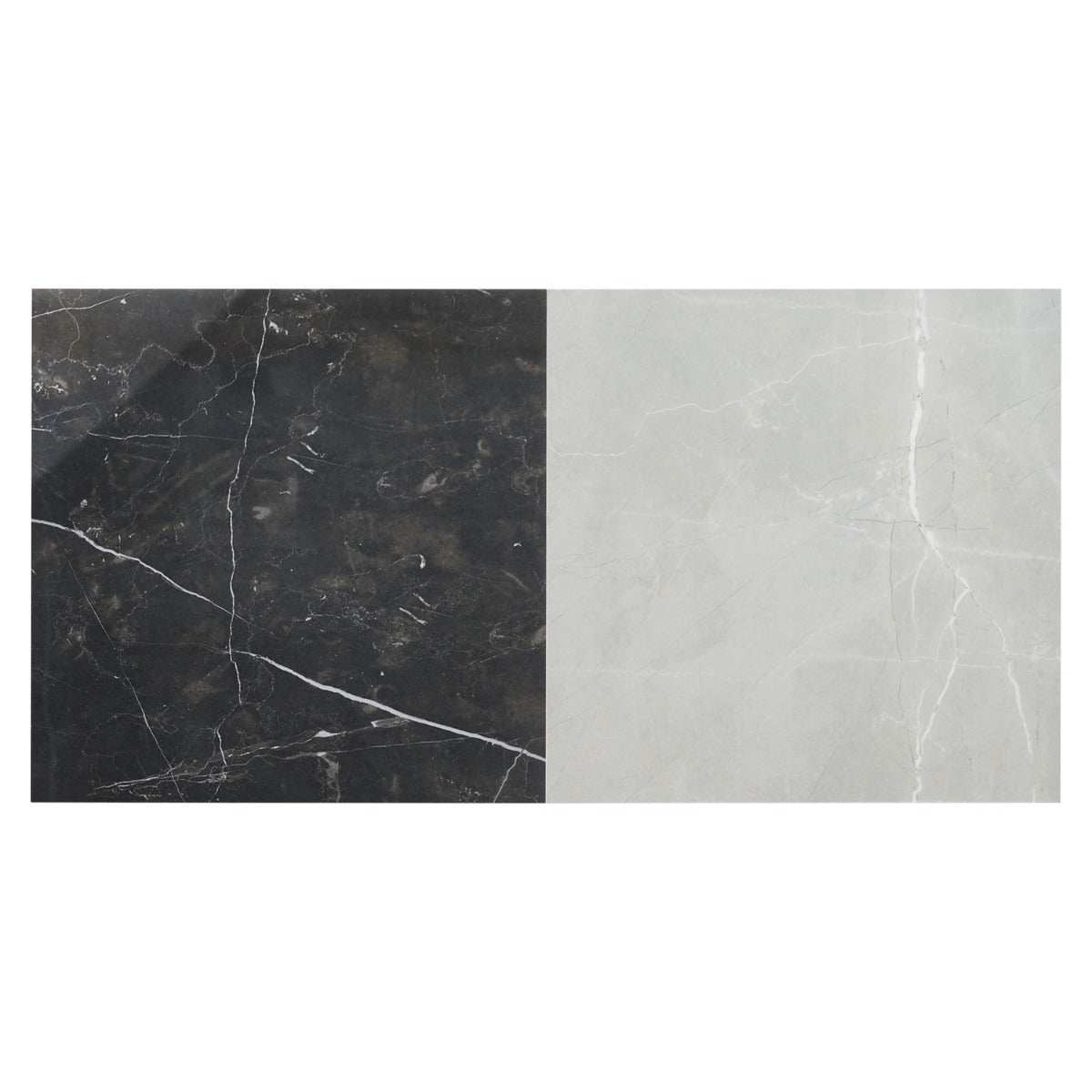 Fortunato Amani Gray and Nero Marquina Black 12x12 Polished Porcelain Checkerboard Tile