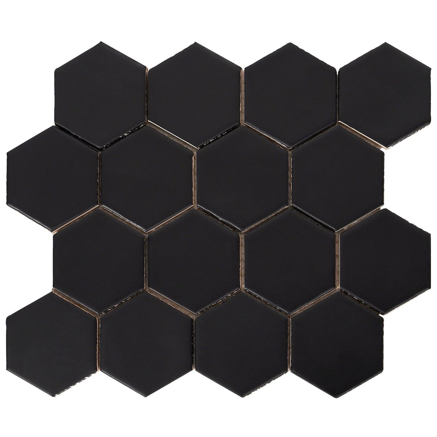 Meadowmere Black 3" Hexagon Matte Ceramic Tile - Lux Tile