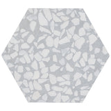 Lux Tile Terrazzo Hex Azulio Blue 9" Matte Porcelain Tile