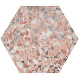 Lux Tile Six Hexagon Earth Pink 12.5" Terrazzo Look Matte Porcelain Tile