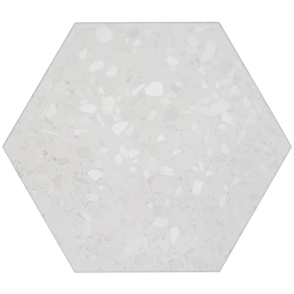 Six Hexagon White Terrazzo Look Matte Porcelain Tile - 12.5"