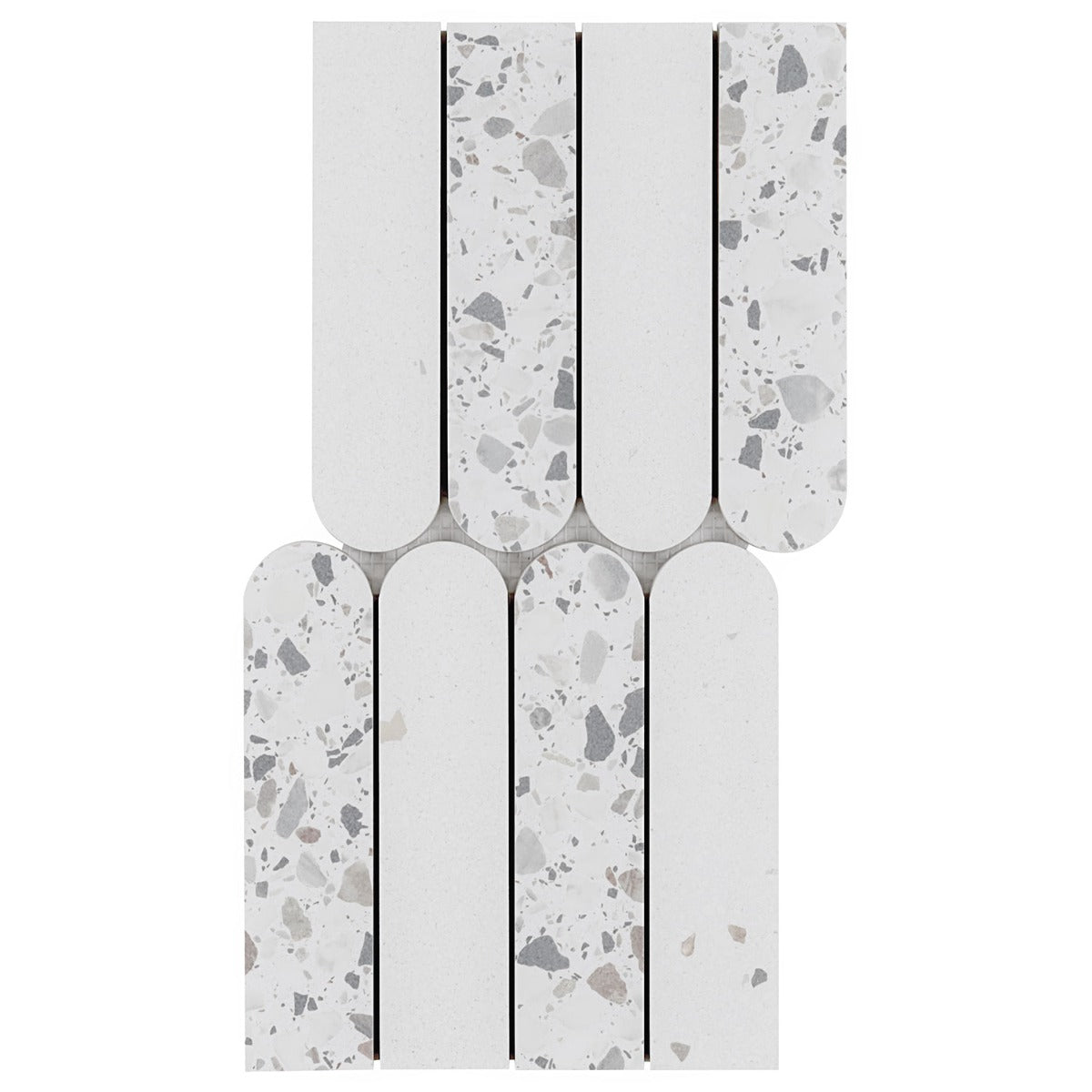Kobe Fin Ice White Terrazzo Look Matte Porcelain Mosaic Tile