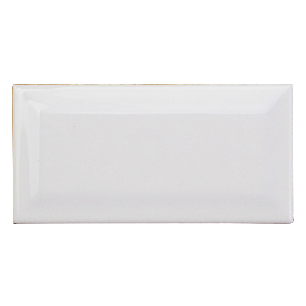 Tilebar Basic White 3x6 Beveled Polished Ceramic Subway Wall Tile