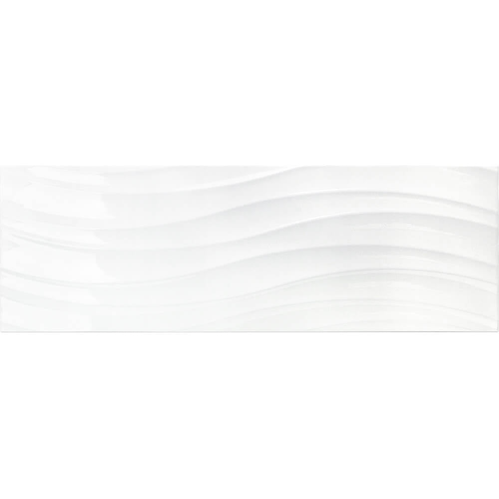 Gentle Waves White 12x36 Polished Ceramic Wall Tile