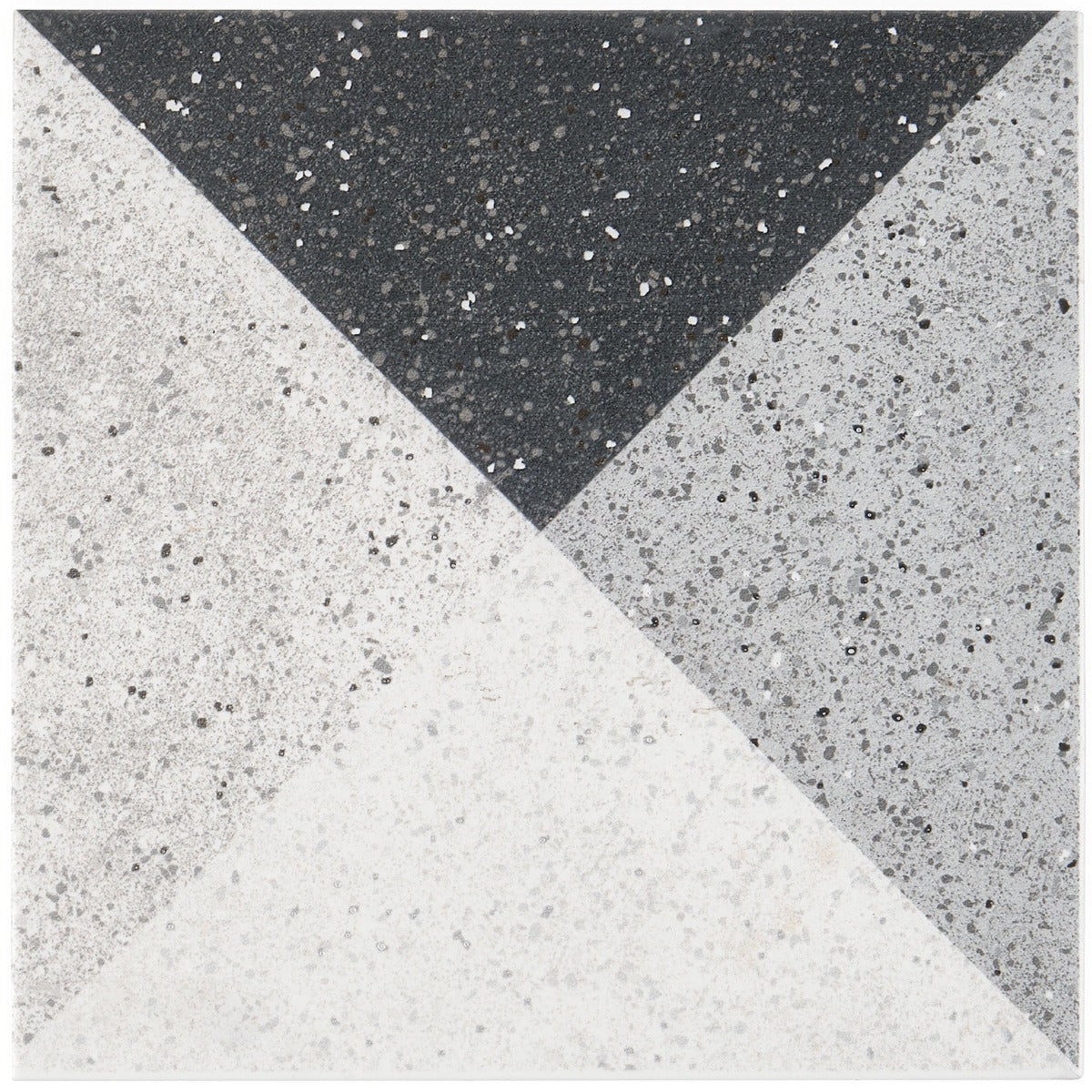 Art Geo Deco Charcoal Black Matte Porcelain Tile by Elizabeth Sutton - 8x8