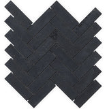 Lux Tile Portrait Black Herringbone Matte Porcelain Mosaic Tile