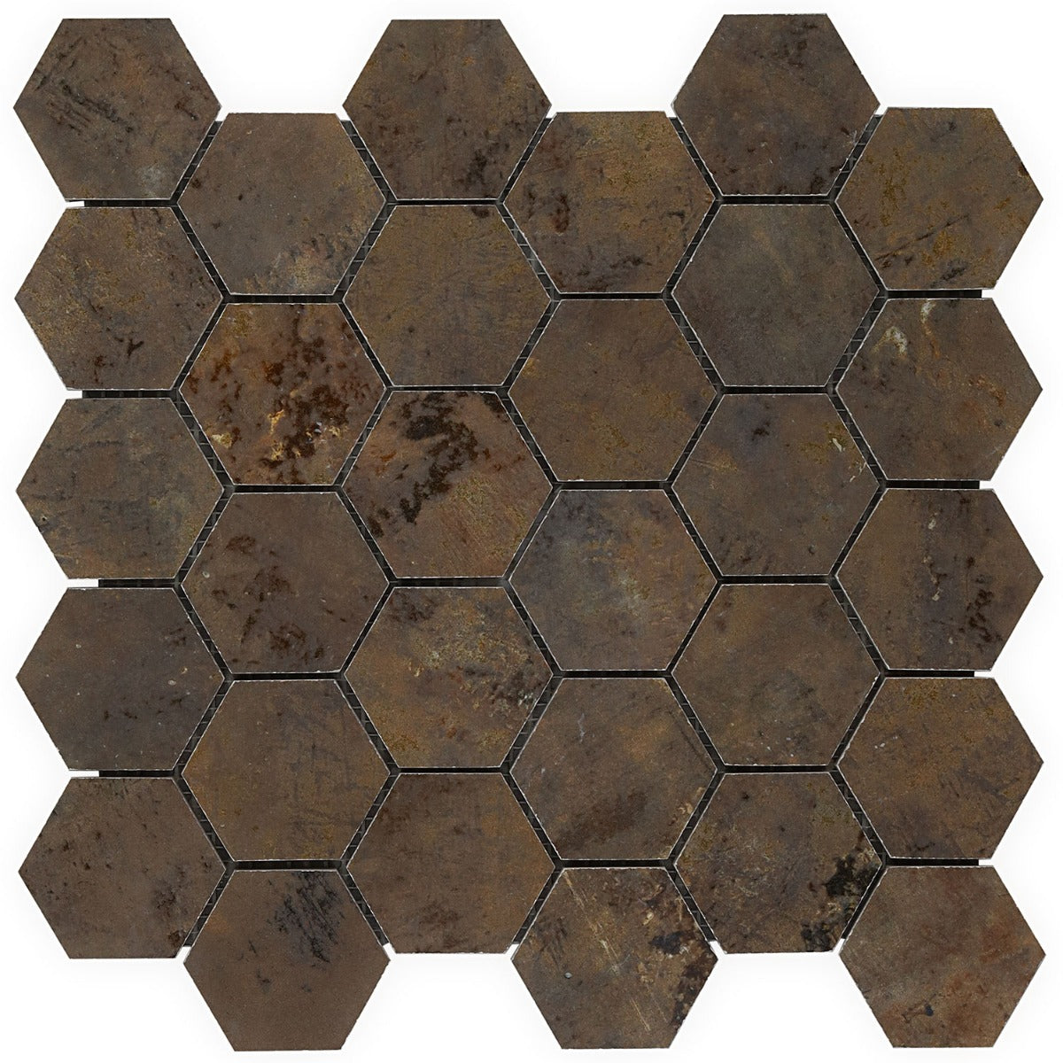 Lux Tile Portrait Copper 2" Hexagon Matte Porcelain Mosaic Tile