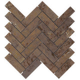 Lux Tile Portrait Copper Herringbone Matte Porcelain Mosaic Tile