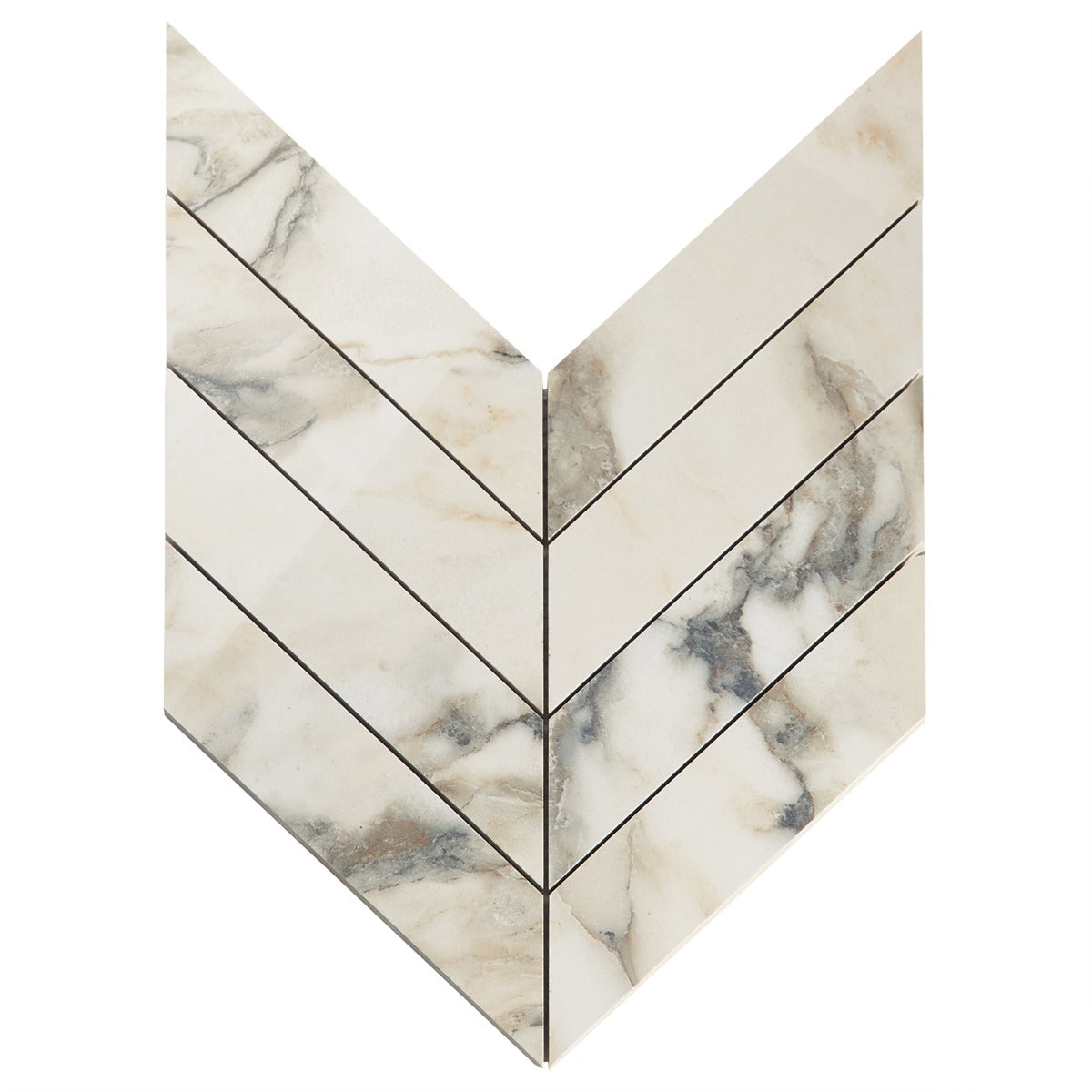 Dreamstone Calacatta Rustico Chevron Polished Porcelain Mosaic Tile