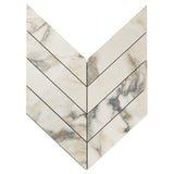 Dreamstone Calacatta Rustico Chevron Polished Porcelain Mosaic Tile