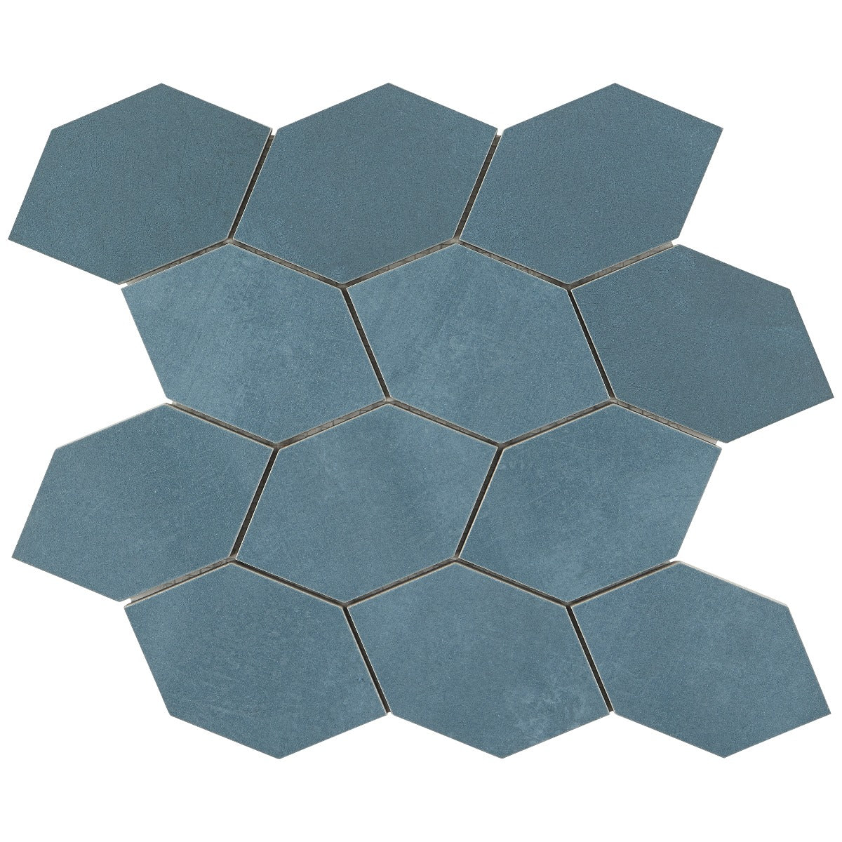 Bond Indio Blue Foliage Hexagon Matte Porcelain Mosaic Tile - Lux Tile