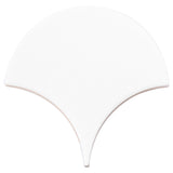 Highwater Blanco White 5" Fish Scale Matte Ceramic Wall Tile