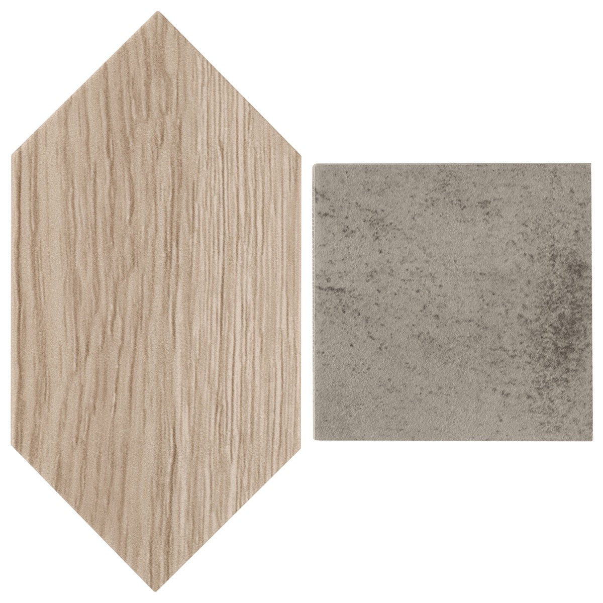 Morocco Oak Beige and Dove Gray Porcelain Tile - Square and Picket Shapes