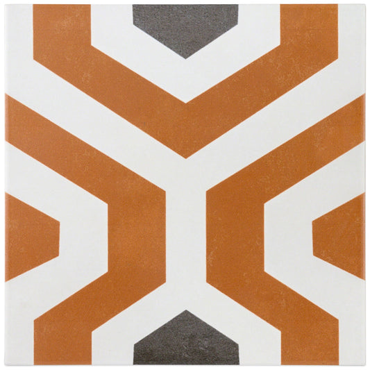 Bond Tile Soumaya Orange Encaustic 9x9 Glazed Porcelain Tile