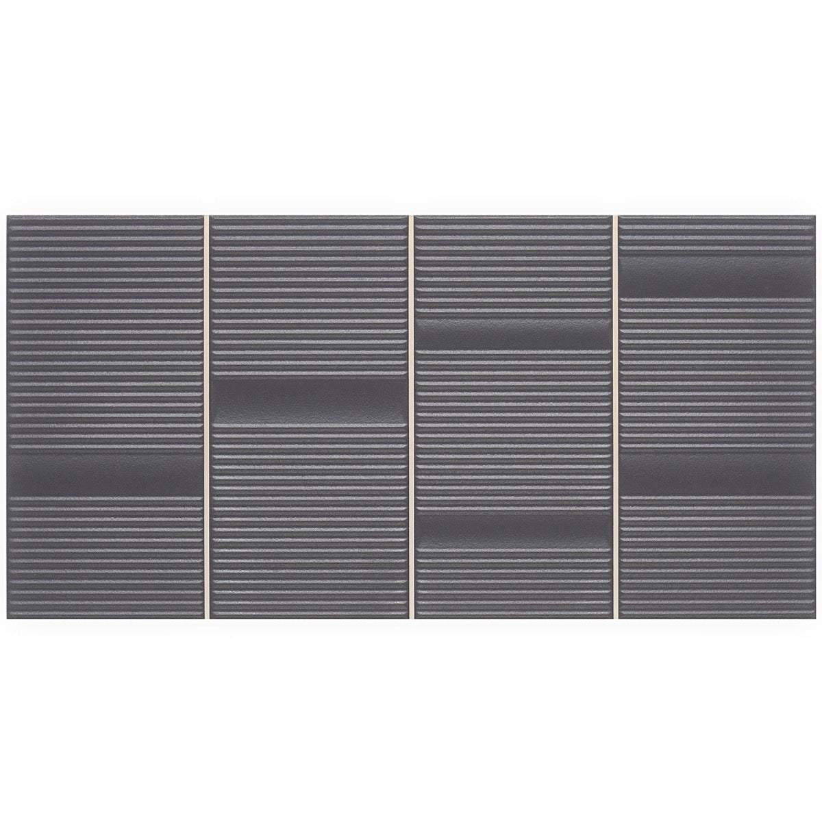 Division Antracite Black 8x16 Fluted Matte Ceramic Wall Tile
