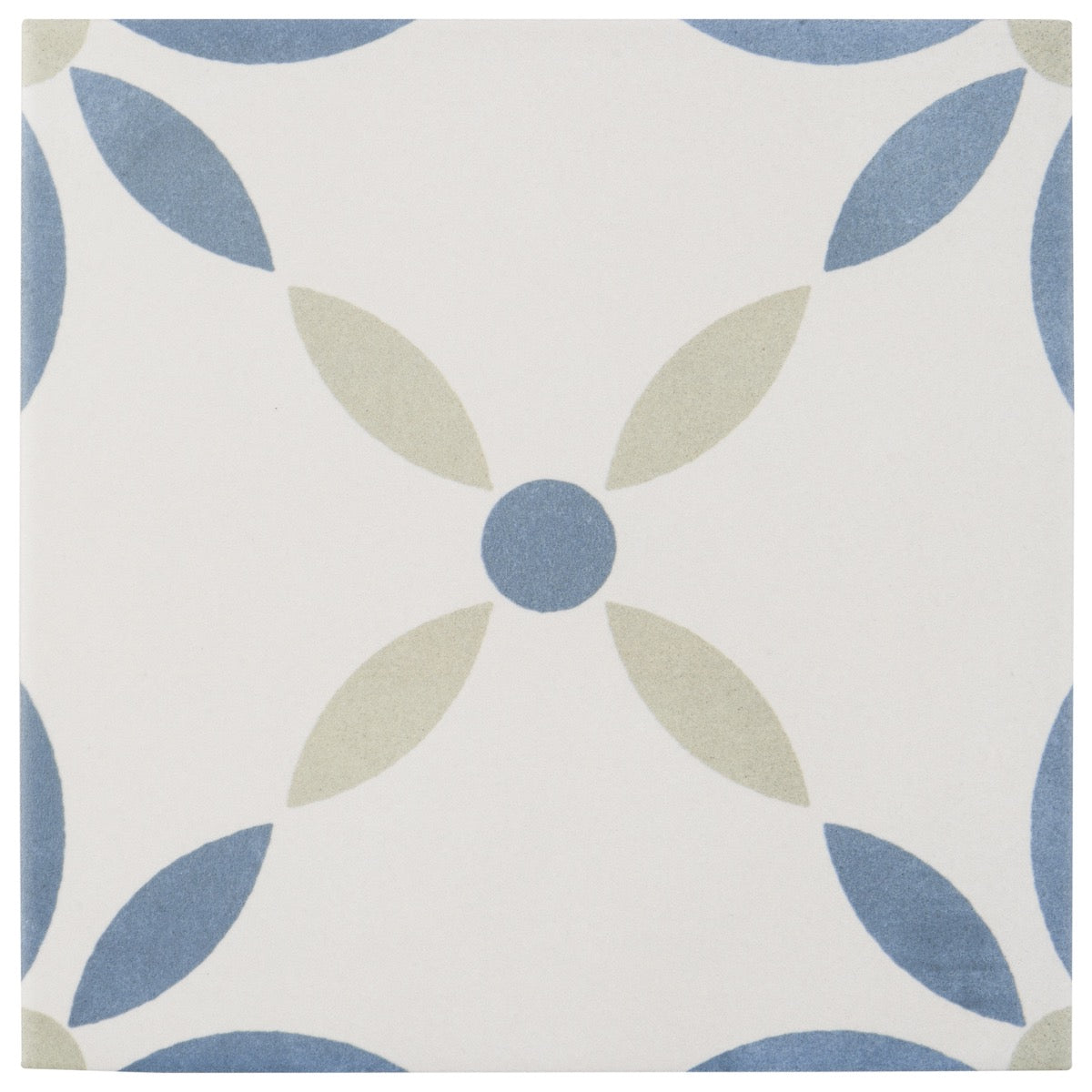 Lapaz White Flower 9x9 Matte Porcelain Tile - Mediterranean Design